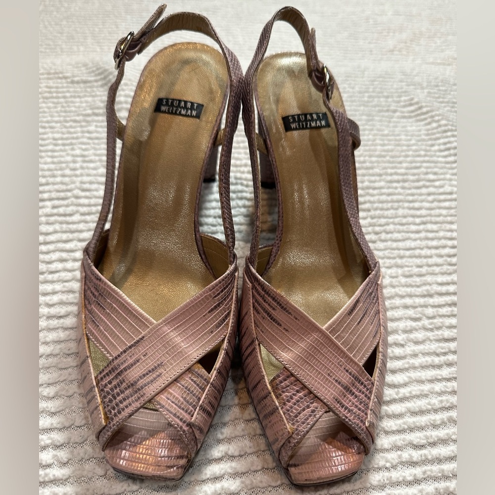 Stuart Weitzman Snakeskin Strappy High Heel Sanda… - image 2